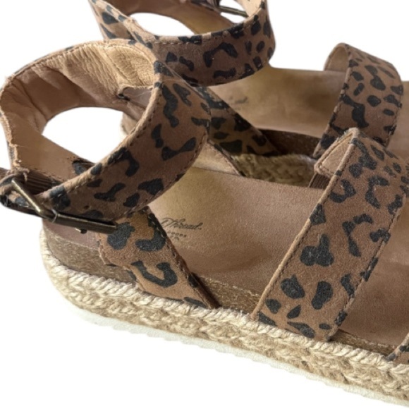 Leopard Print Sandals platform jute braided Univeral Thread 7 ankle strap - Picture 2 of 5